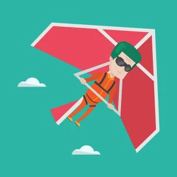 Man flying on hang-glider vector illustration Stock Illustration