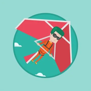 Man flying on hang-glider vector illustration 스톡 일러스트
