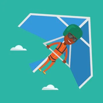 Man flying on hang-glider vector illustration イラスト素材