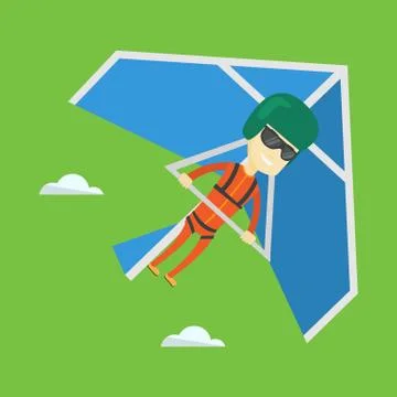 Man flying on hang-glider vector illustration Stockillustratie