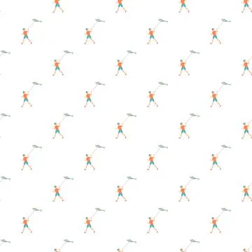 Man flying kite seamless pattern design Stock Illustration