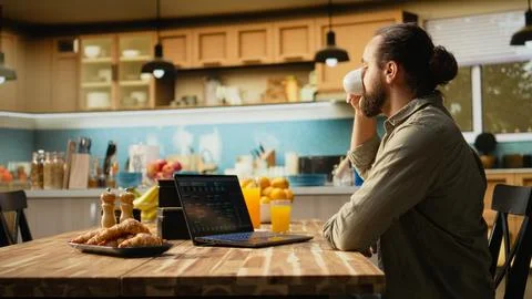 Man focused on programming and software development tasks 스톡 사진