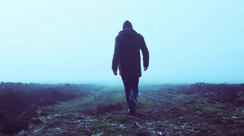 Man in the fog Stock Footage 32857425