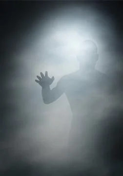Man in fog Illustrazione stock