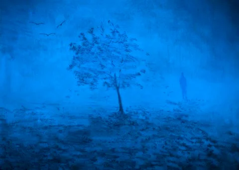 Man in a fog Stock Illustration