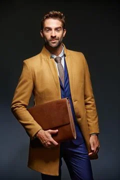 Man, folder and portrait in studio with lawyer, case file and confidence on.. Stock Photos