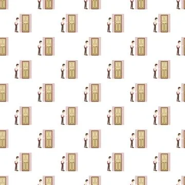 Man with a folder at the door pattern Stock Illustration