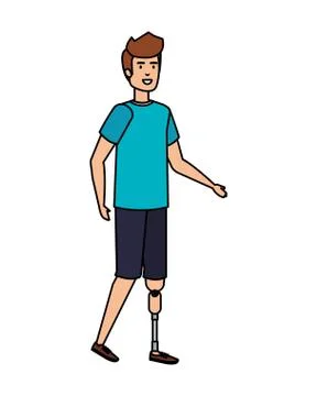 Man with foot prosthesis character Illustrazione stock