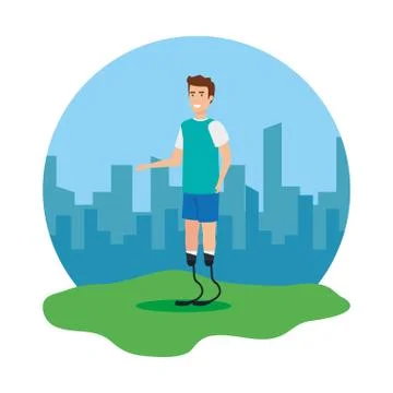 Man with foot prosthesis Illustrazione stock
