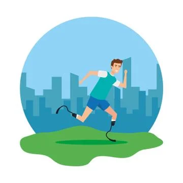Man with foot prosthesis Illustrazione stock
