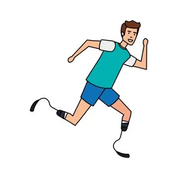 Man with foot prosthesis Stock Illustration