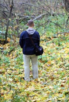 Man in the forest Stock Photos
