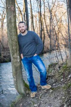 Man in the forest Stock Photos