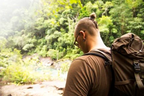 Man in a forest. Stock Photos