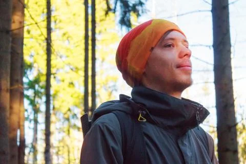 Man in forest Stock Photos