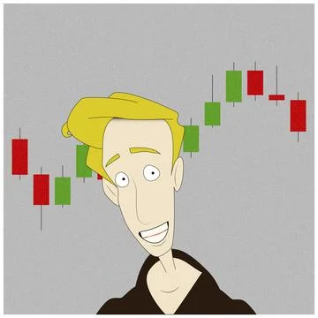 Man with a forex graph in the background Stock Illustration