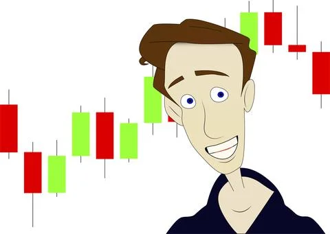 Man with a forex graph in the background Stock Illustration