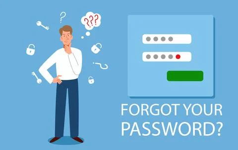 The man forgot her personal data. the concept of a web screensaver with a Stock Illustration