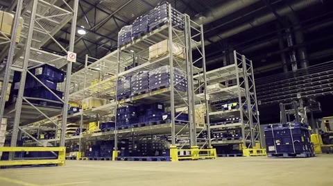 Man on forklift transporting container. Stock Footage 61122913