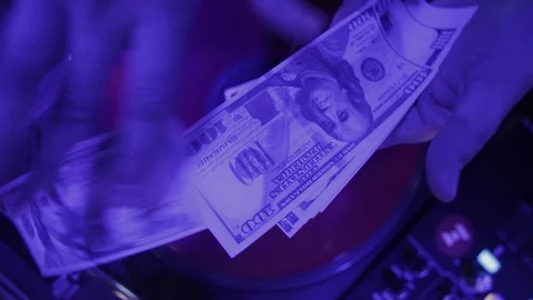 Man in formal suit dancing and throwing money. Slow motion Stock Footage 126531265