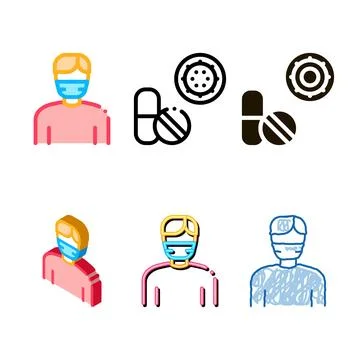 Man forms facial mask icon vector outline Stock Illustration