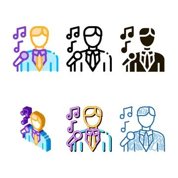 Man in forms suit with microphone singing recital vector Stock Illustration