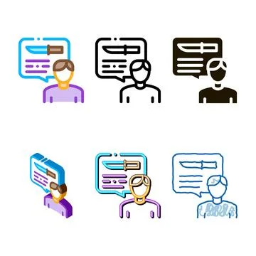 Man forms talking knife icon vector outline Illustration