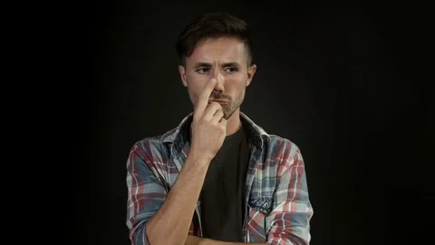 Man found New Idea, Creative Brainstorming. Black background Stock Footage 80303515