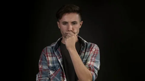 Man found New Idea, Creative Brainstorming. Black background Stock Footage 80303542