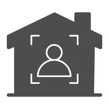 Man in frame inside house solid icon, smart home symbol, guest identity system Stock Illustration