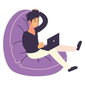 Man freelance online working Illustrazione stock
