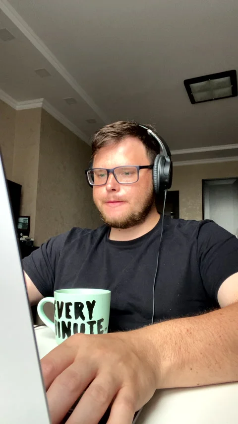 Man freelancer working on laptop Stock Footage 208341177