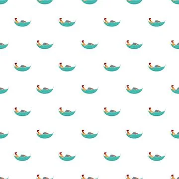 Man freelancer working remotely relaxing in hammock seamless pattern Stock Illustration