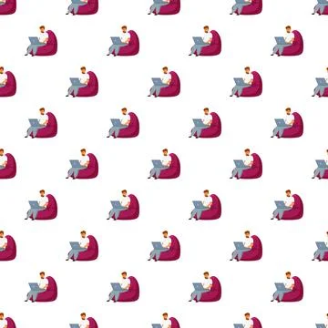 Man freelancing working from home seamless pattern Stock Illustration