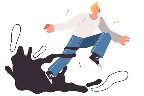 Man frees himself from problems and escapes from troubles, due to desire for Illustrazione stock