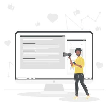 Man in front of computer イラスト素材