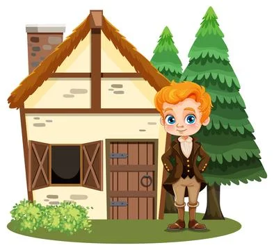 Man in front of the house Stock-Illustration