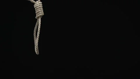 Man front loop hesitating to commit suicide, life crisis, loss of hope, problem 스톡 동영상 107699106