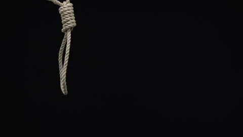 Man front loop hesitating to commit suicide, life crisis, loss of hope, problem 스톡 동영상 107730642
