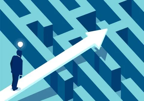 Man in front of maze having problems Illustrazione stock