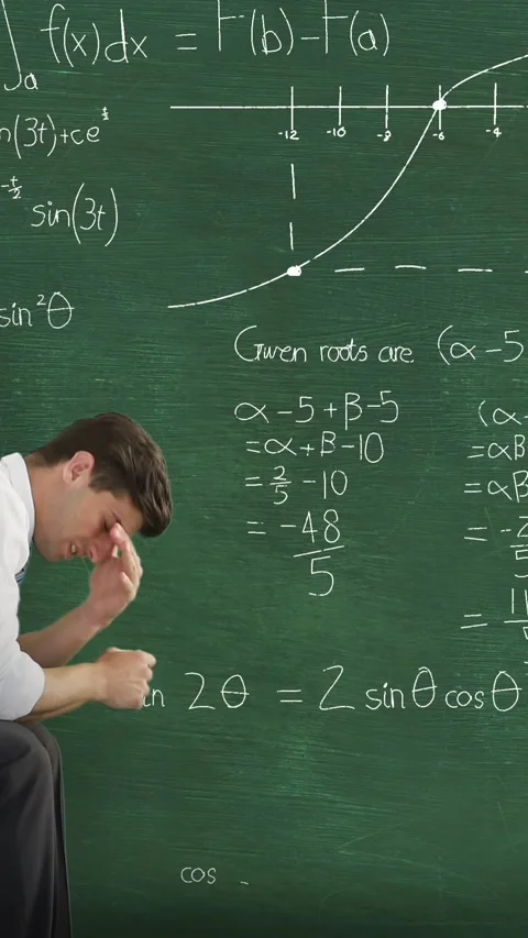 Man in front of moving maths on blackboard Stock Footage 342225681