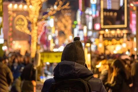 A man in front of a street Stock Photos