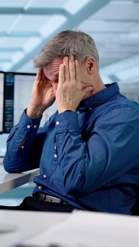 Man Frustrated With Multiple Data Sets Video stock 329310188