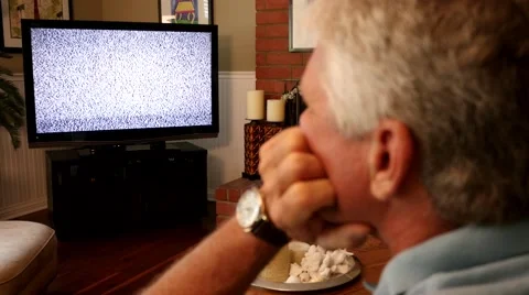 Man Frustrated With Static on TV 2 4K Stock Footage 40449130