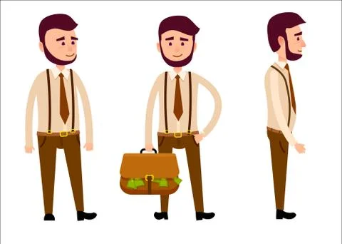 Man in Full Face, from Side View and Hulf-Turned Stock Illustration