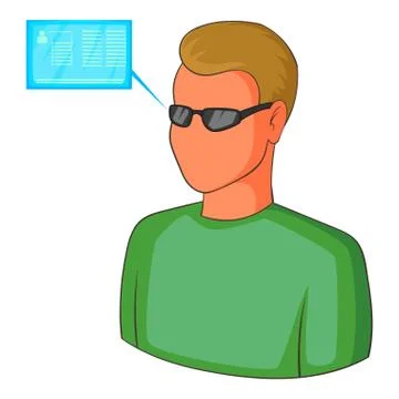 Man with future high tech smart glasses icon Stock Illustration