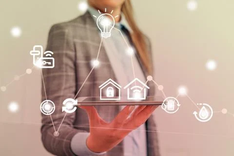 Man In Futuristic Infographics Interface Elements On Blurred Using Free Wi Fi Stock Photos