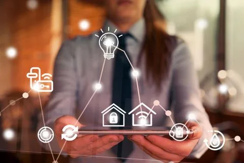 Man In Futuristic Infographics Interface Elements On Blurred Using Free Wi Fi Stock Photos