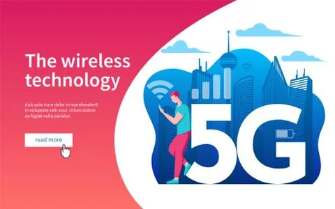 Man with gadget use highspeed internet Stock Illustration