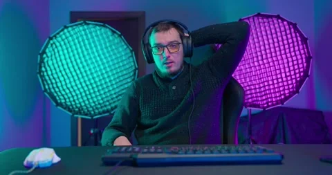 Man Gamer Lost Computer Game Stock Footage 273508192